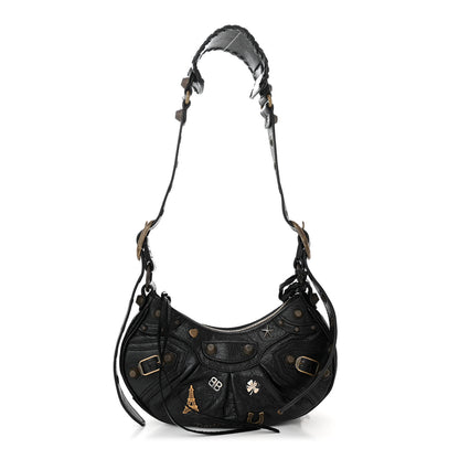 Balenciaga Agneau Arena Pin Embellished Le Cagole Shoulder Bag XS Black 1 of 13