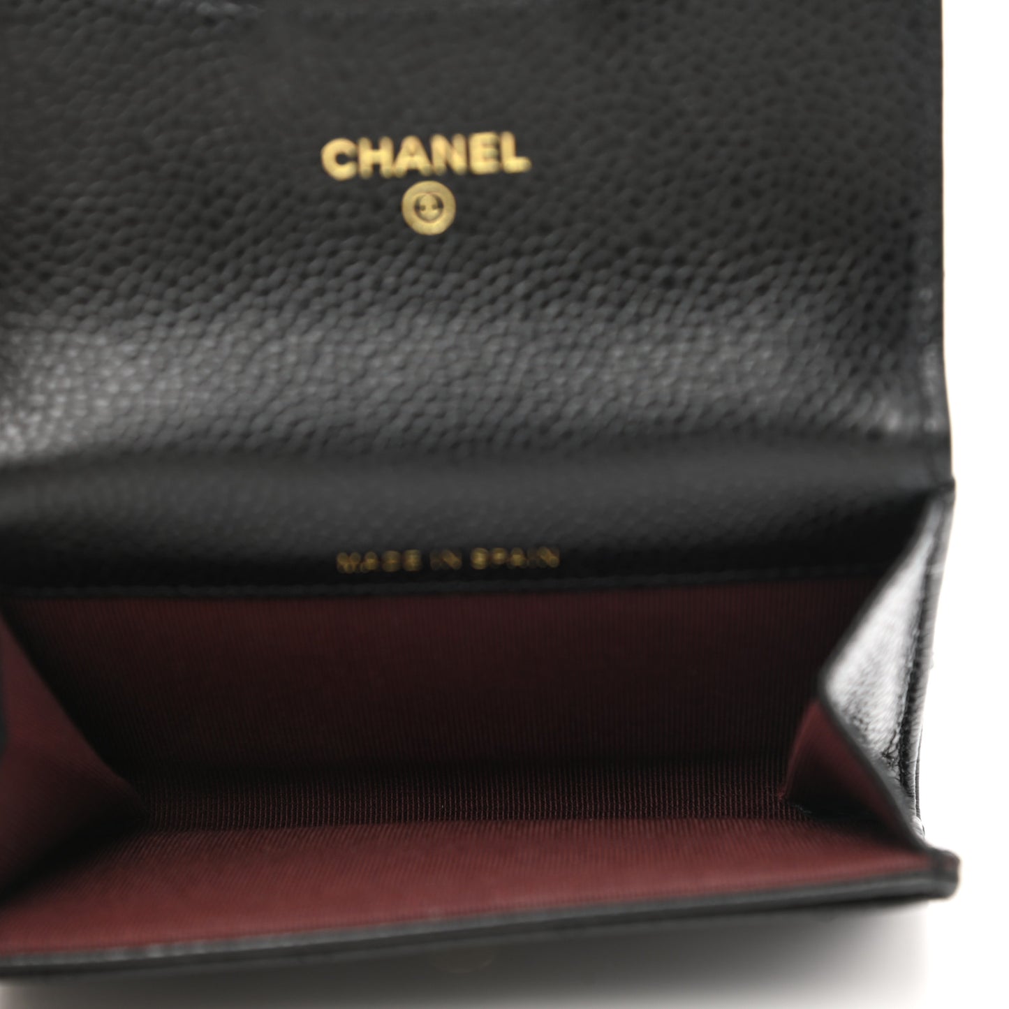 Caviar Quilted Flap Card Holder Wallet Black