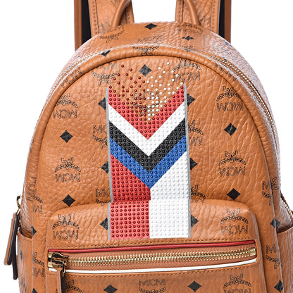 MCM Visetos Chevron Stripe Medium Stark Backpack Cognac 8 of 10