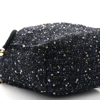 Chanel Tweed Pearl Handle Drawstring Bag Black Ecru 8 of 10