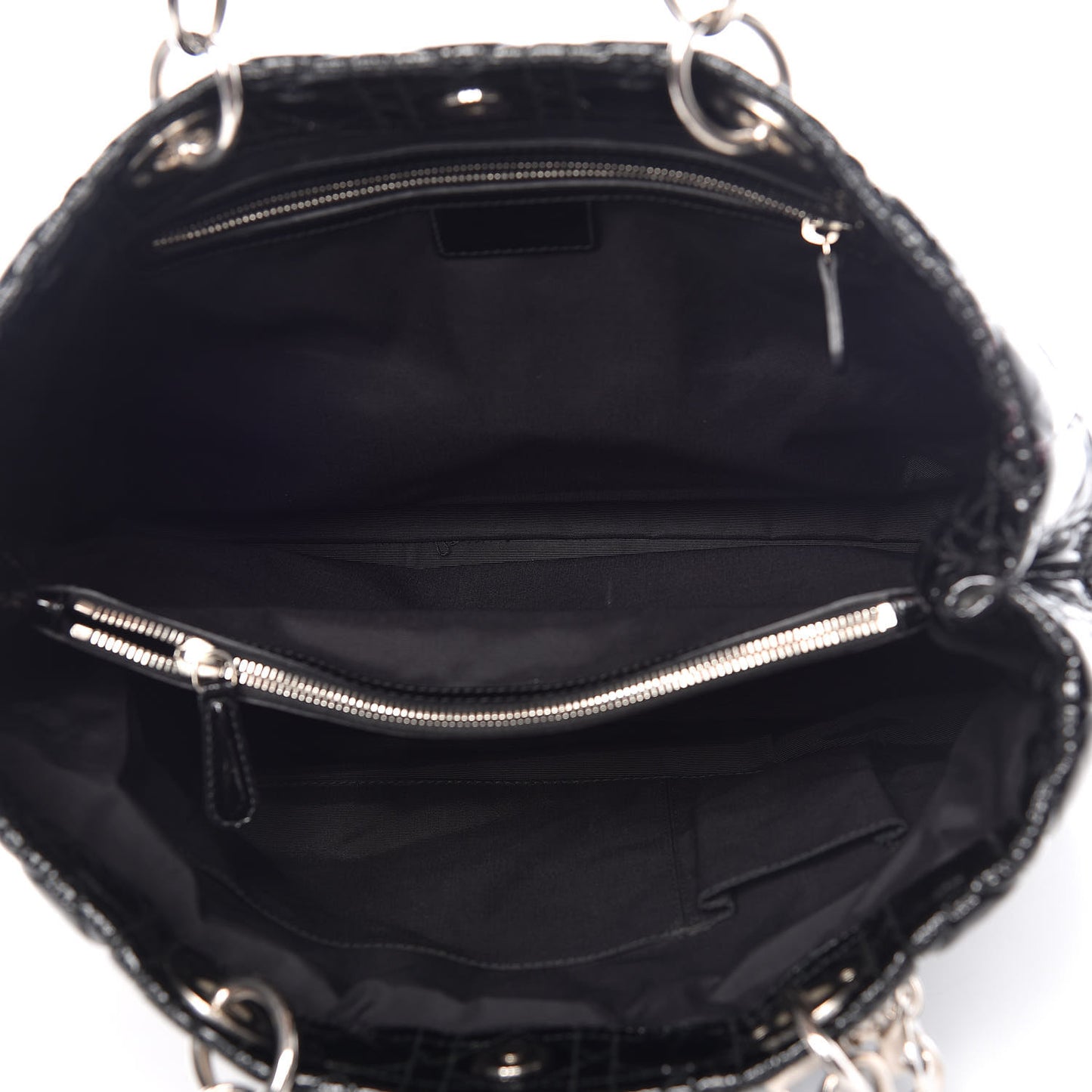 Patent Cannage Large Dior Soft Shopping Tote Black