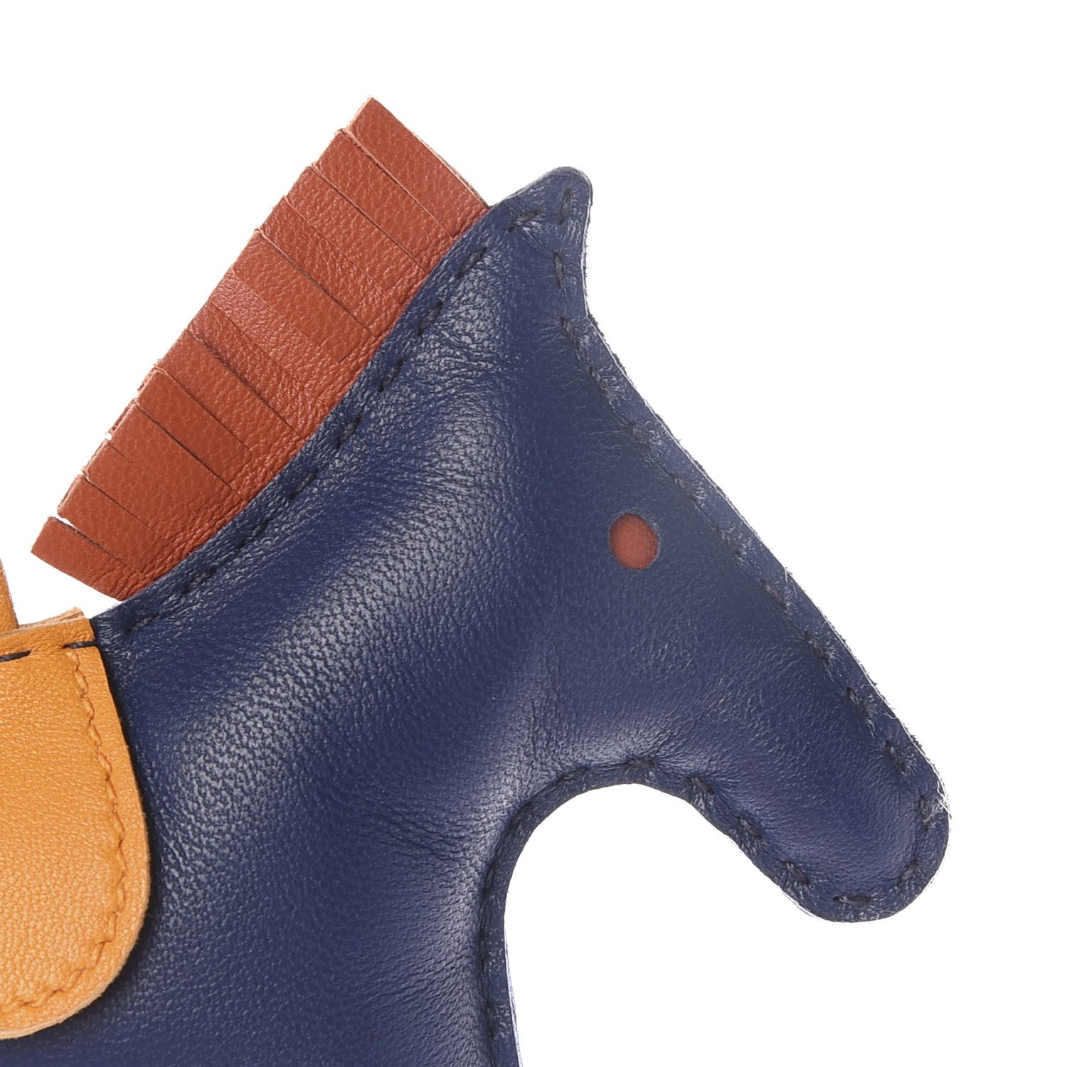 Hermes Milo Lambskin Grigri Rodeo Horse Bag Charm MM Bleu de Malte Cornaline Jaune D'Or 4 of 5