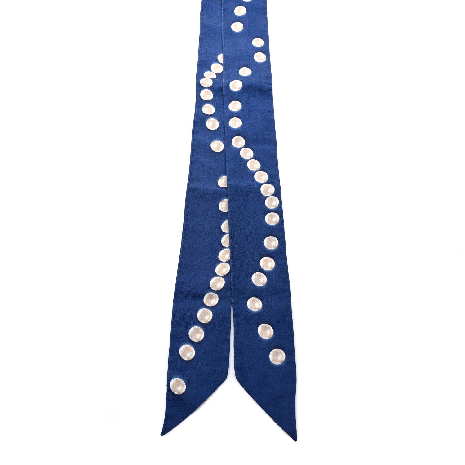 Chanel Silk Pearl CC Slim Bandeau Scarf Navy 2 of 3