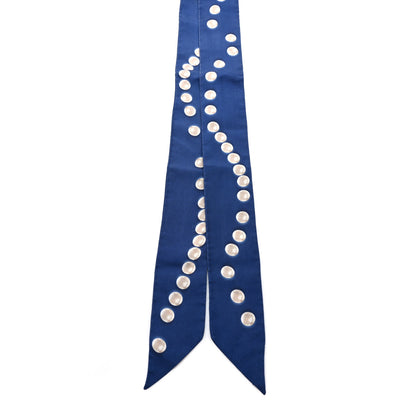 Chanel Silk Pearl CC Slim Bandeau Scarf Navy 2 of 3