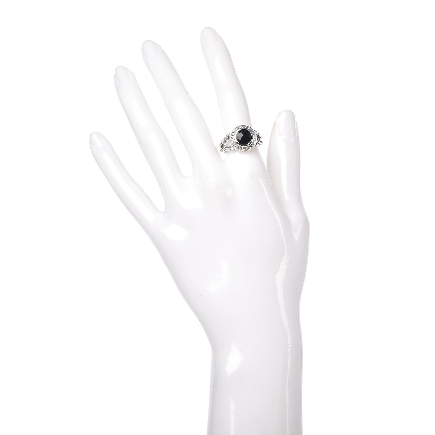 Sterling Silver Diamond Black Onyx 8mm Petite Cerise Ring 52 6