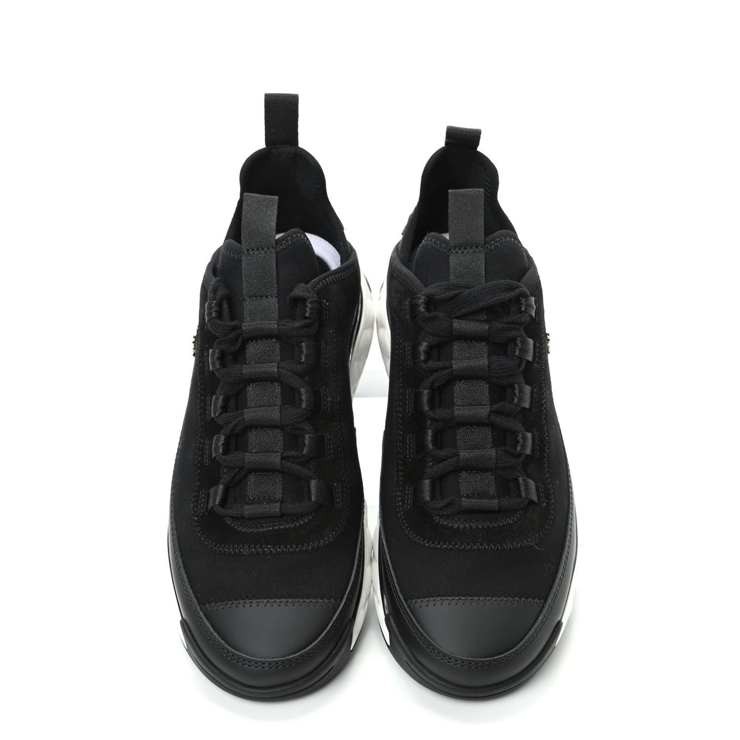 Velvet Calfskin Mixed Fibers CC Sneakers 36.5 Black