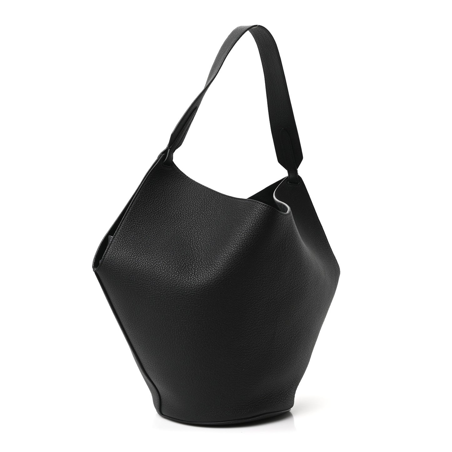Pebbled Sport Calfskin Small Lotus Tote Black