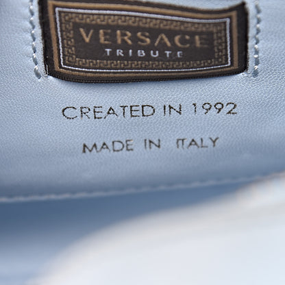 Versace Calfskin Small Medallion Tribute Bowling Bag Blue 7 of 12
