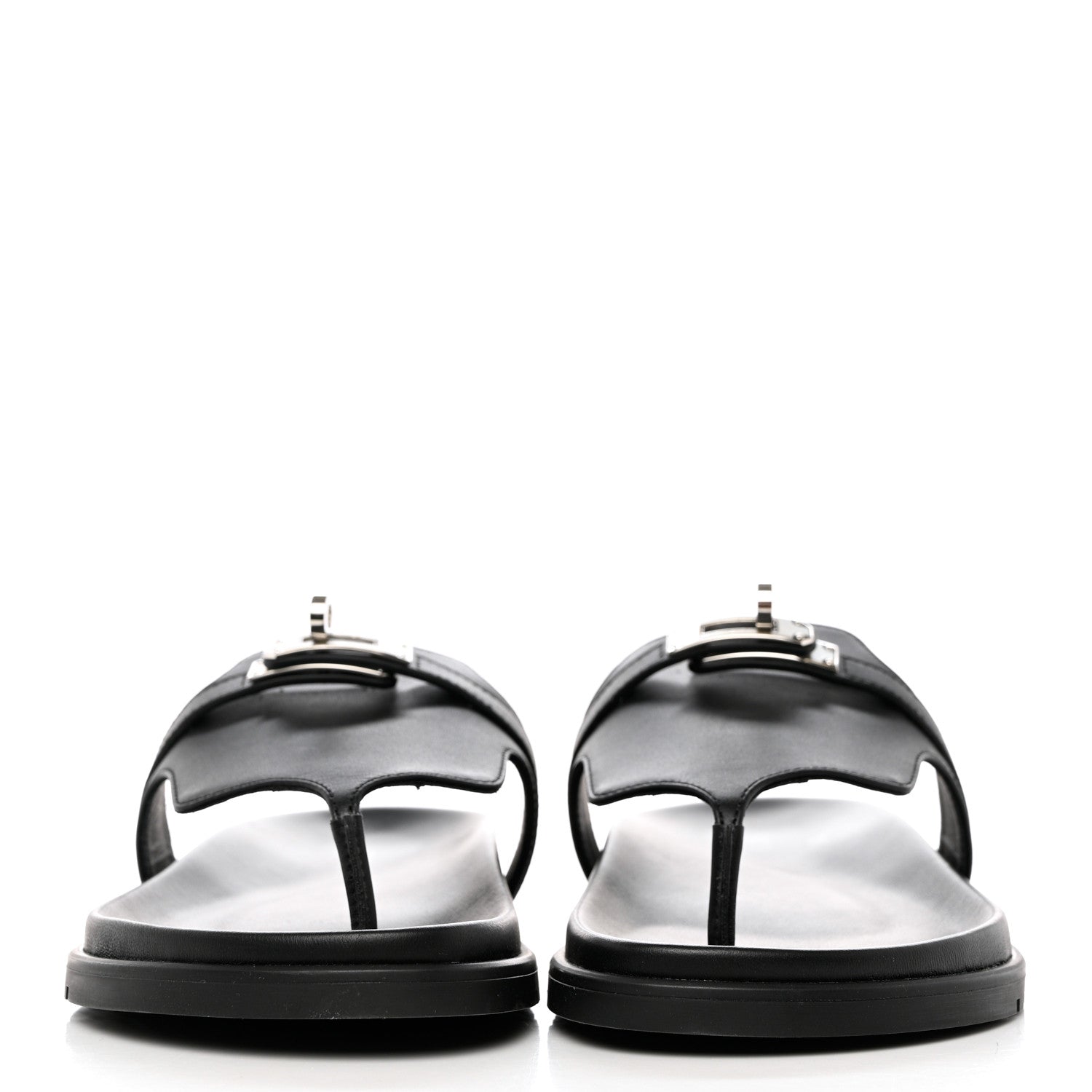 Hermes Calfskin Womens Empire Sandals 37 Black 2 of 9