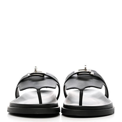 Hermes Calfskin Womens Empire Sandals 37 Black 2 of 9