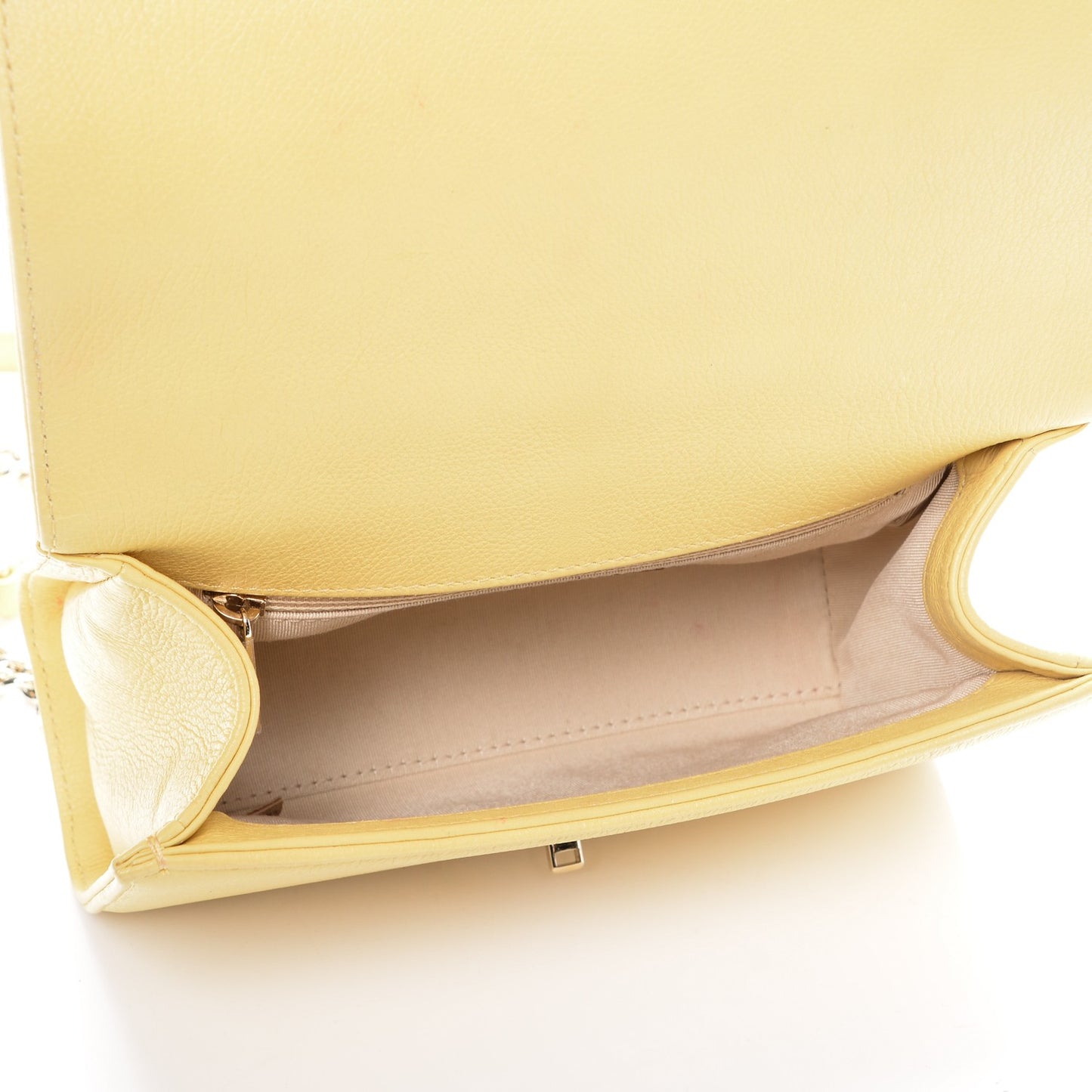Grained Calfskin Quilted Small Label Click Flap Bag Yellow