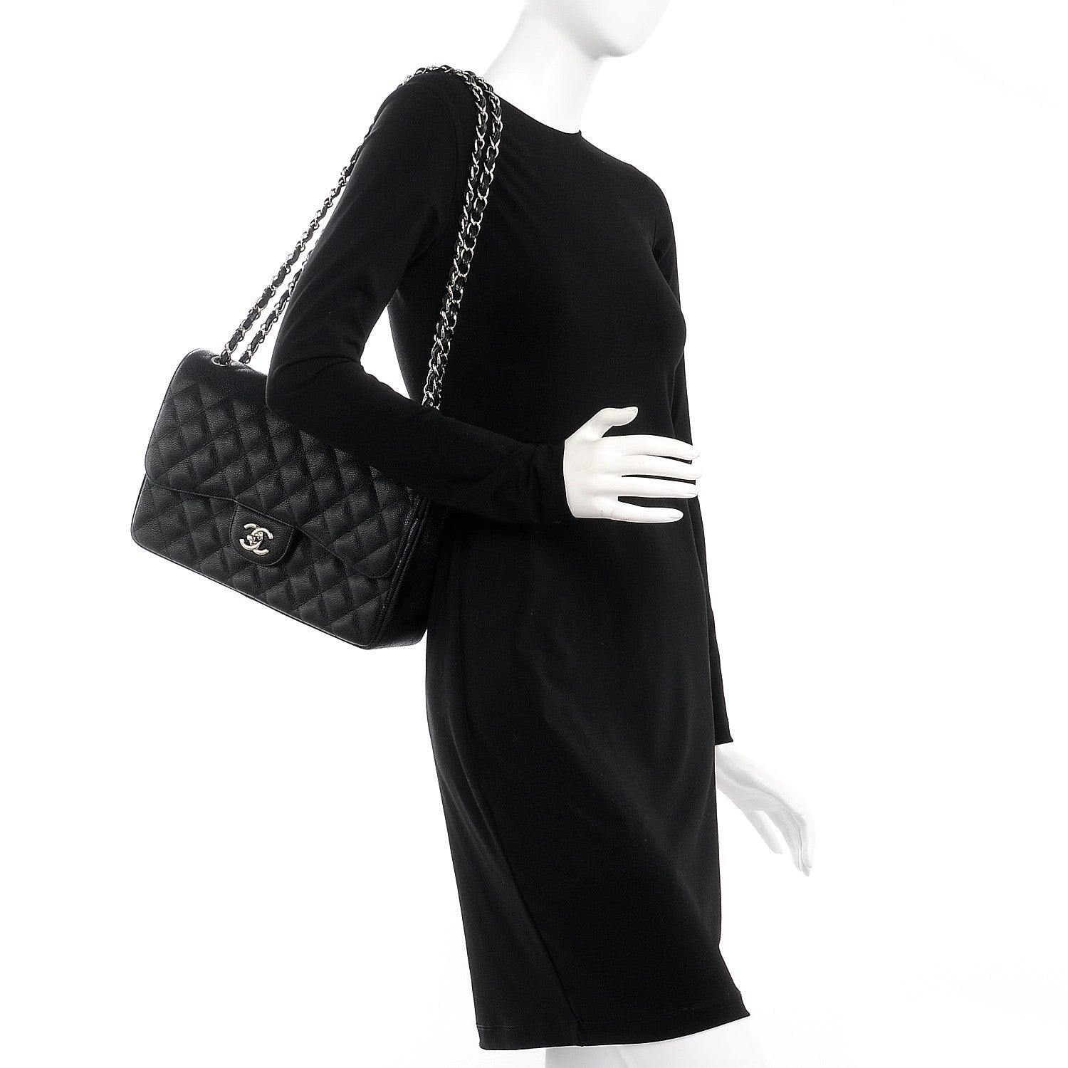 Chanel Caviar Quilted Jumbo Double Flap Black 2 of 8
