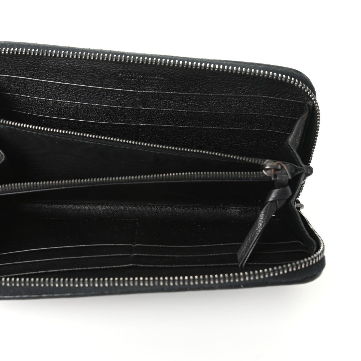 Goatskin Intrecciato Zip Around Wallet Black
