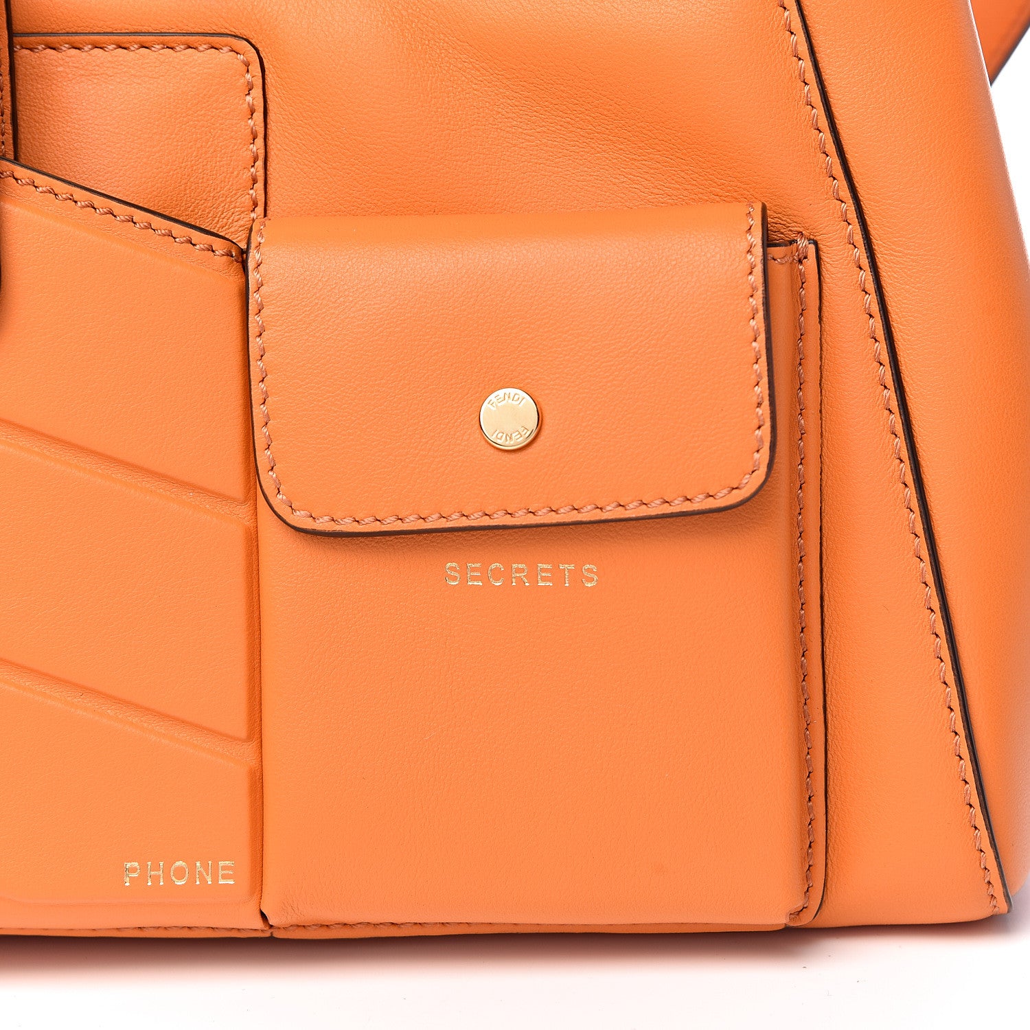 Fendi Vitello Grace Matte Two Pocket Mini Peekaboo Iconic Satchel Aranciata 11 of 12