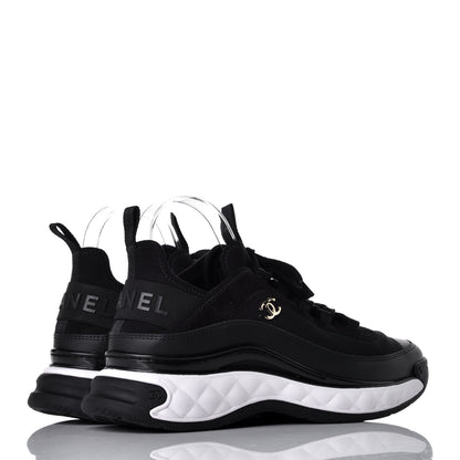 Chanel Velvet Calfskin Mixed Fibers CC Sneakers 40 Black 4 of 9