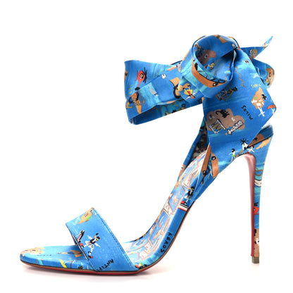 Christian Louboutin Crepe Satin Greekaba Du Desert 100 Sandal 41 Blue Multicolor 1 of 8