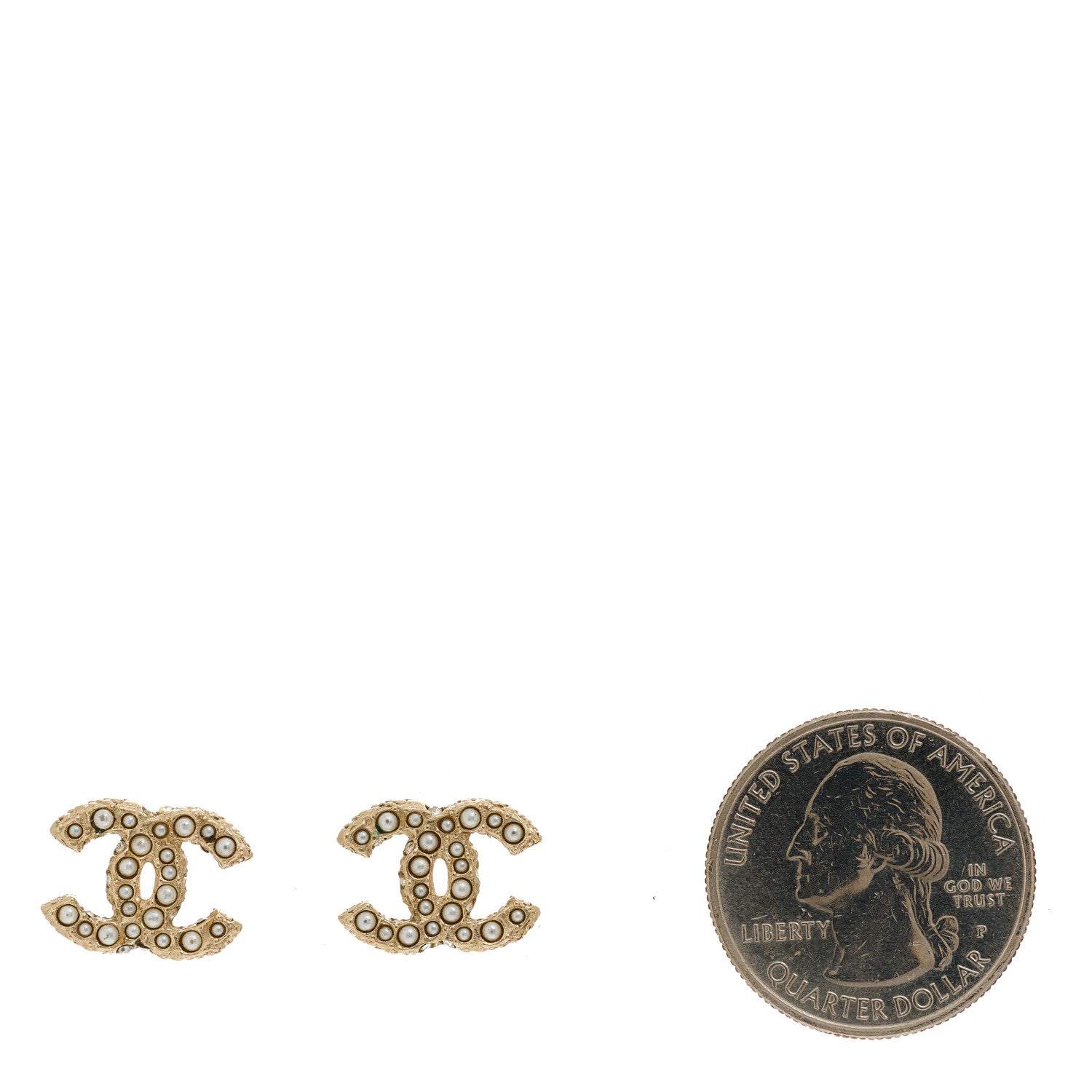 Chanel Pearl Crystal CC Earrings Gold 2 of 5