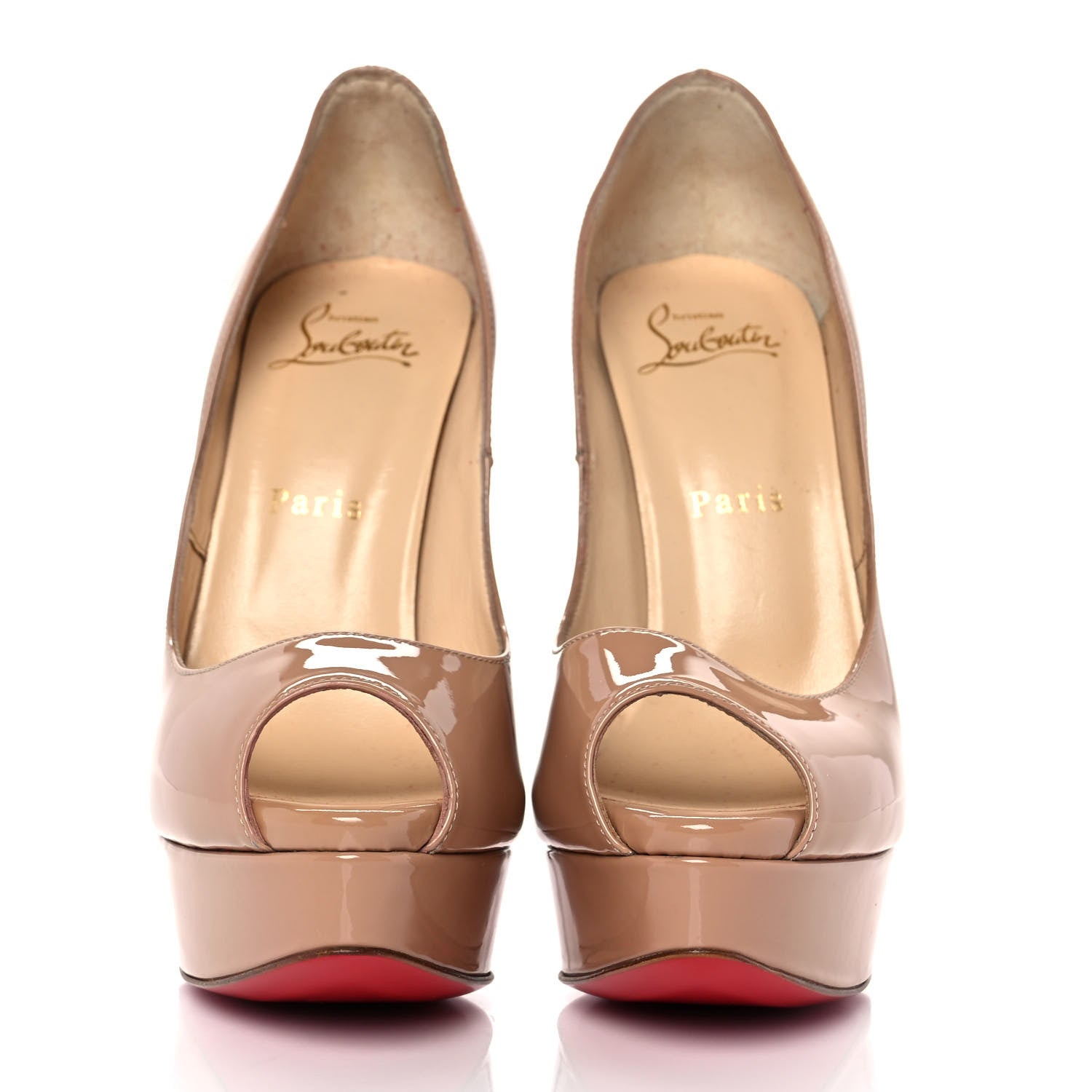 Christian Louboutin Patent Lady Peep 150 Pumps 36 Nude 2 of 8