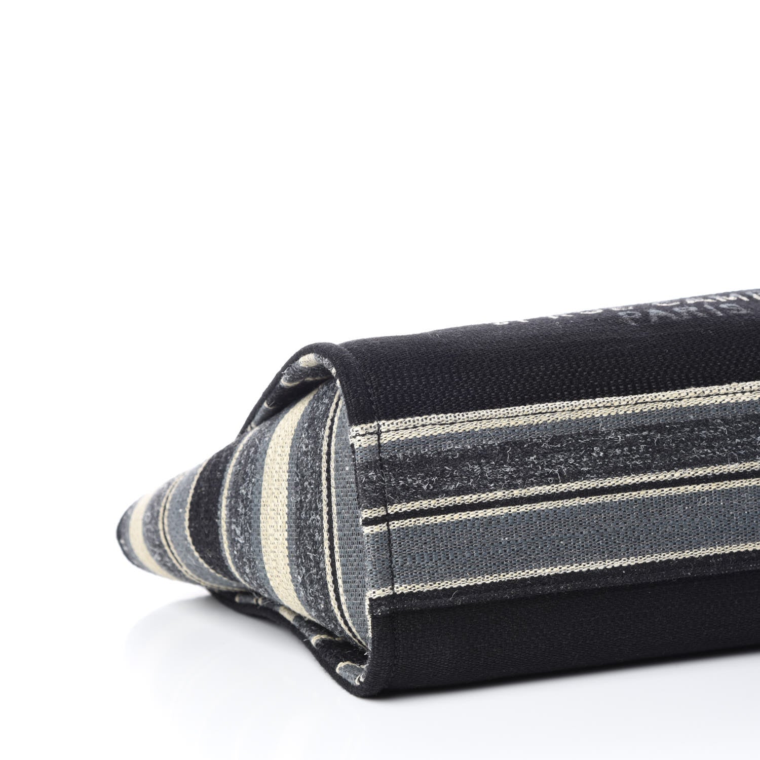 Chanel Striped Canvas Small Deauville Tote Grey Black 9 of 10