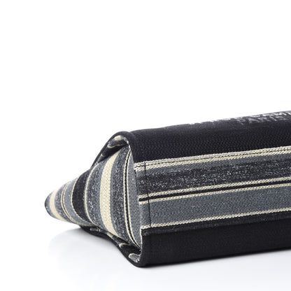 Chanel Striped Canvas Small Deauville Tote Grey Black 9 of 10