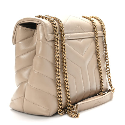 Saint Laurent Calfskin Y Quilted Monogram Small Loulou Chain Satchel Dark Beige 3 of 8
