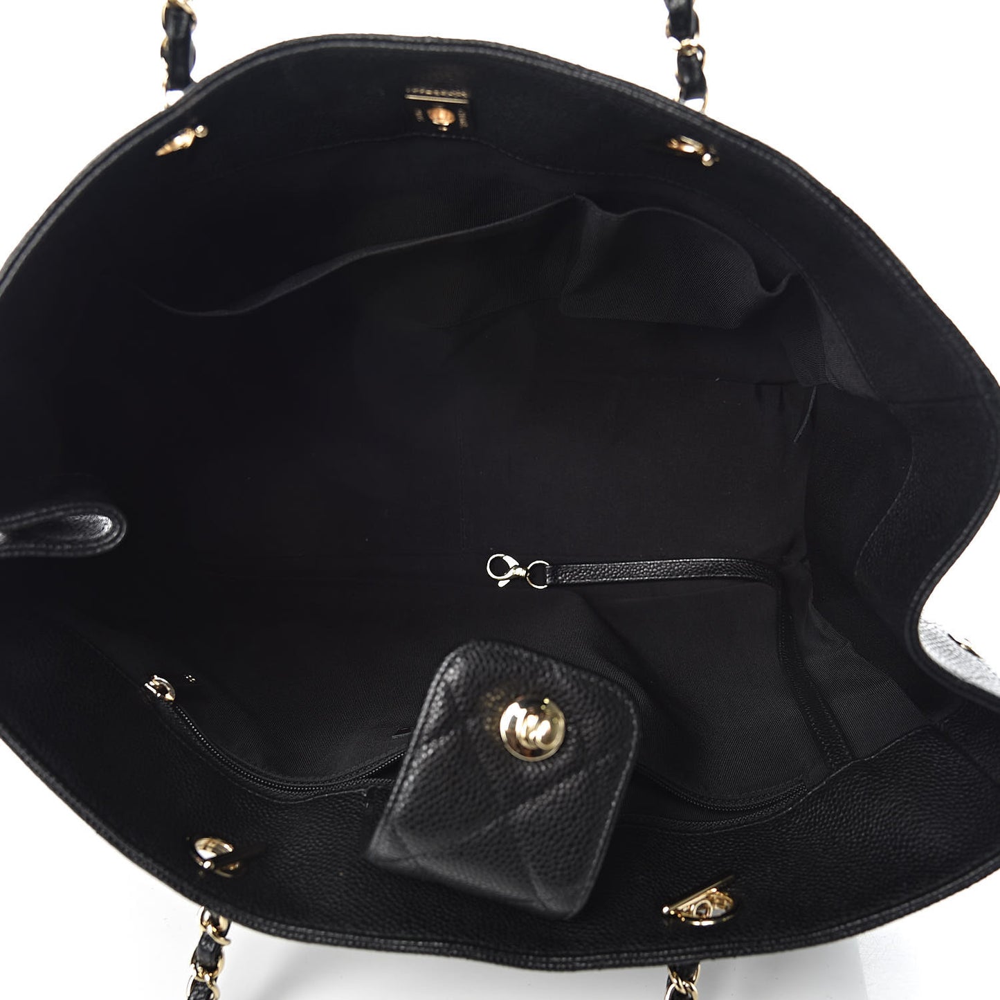 Caviar Quilted Large Shopping Tote Black