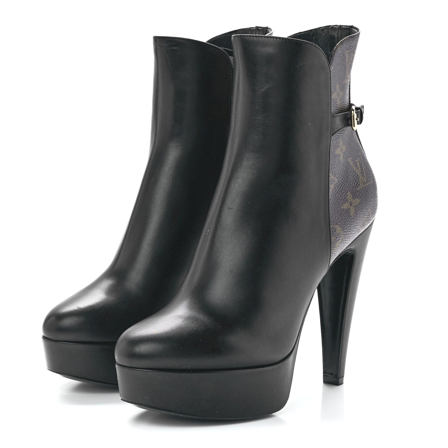 Calfskin Monogram Afterglow Platform Ankle Boots 40 Black