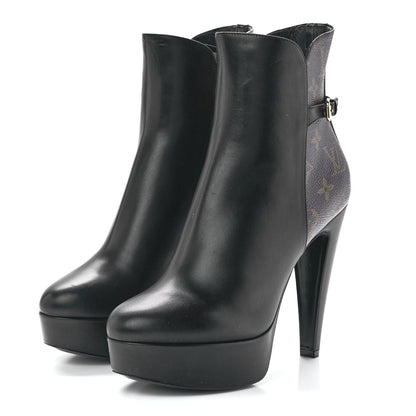 Louis Vuitton Calfskin Monogram Afterglow Platform Ankle Boots 40 Black 3 of 8
