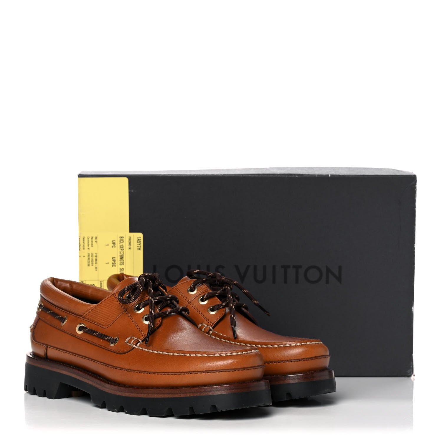 Louis Vuitton Calfskin Mens Summerland Boat Shoes 7.5 Cognac 11 of 11