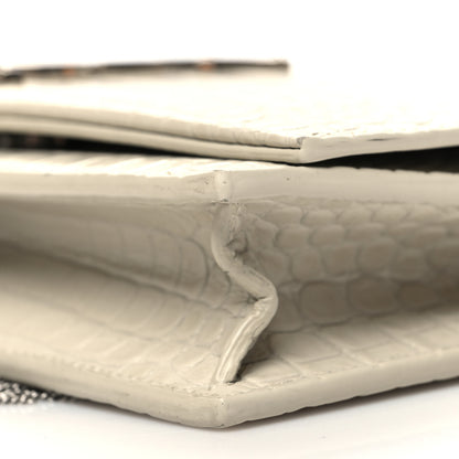 Saint Laurent Calfskin Crocodile Embossed Kate Monogram Tassel Chain Wallet Vintage White 10 of 10