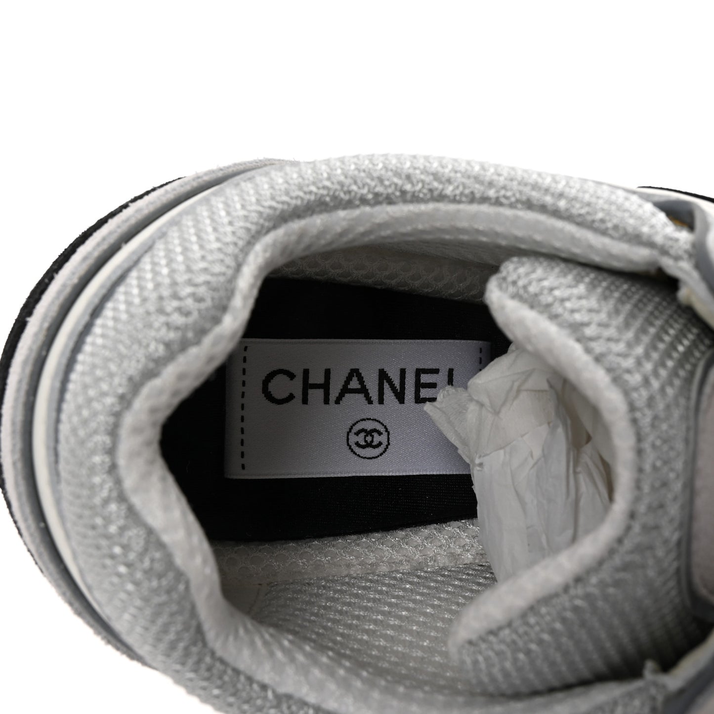Calfskin Fabric Womens CC Sneakers 37 White Silver Light Grey