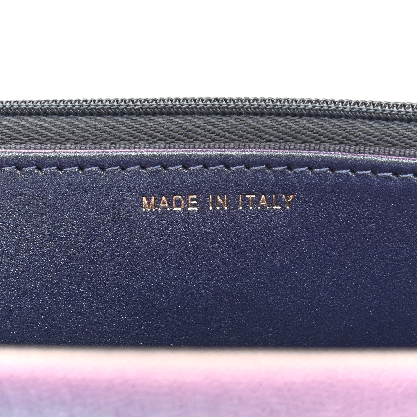 Iridescent Caviar Quilted Wallet On Chain WOC Dark Blue