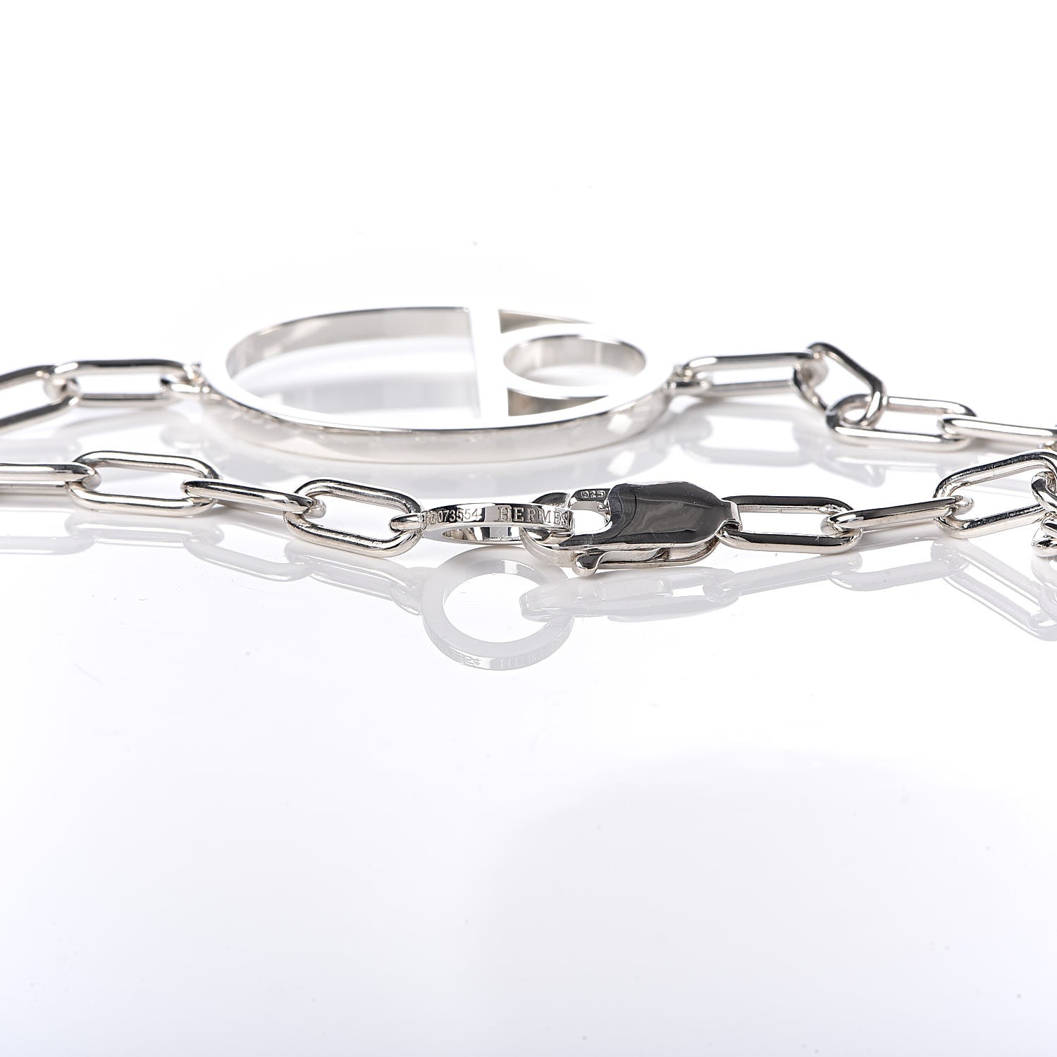 Hermes Sterling Silver Large Amulette Chaine D'Ancre Necklace 4 of 7