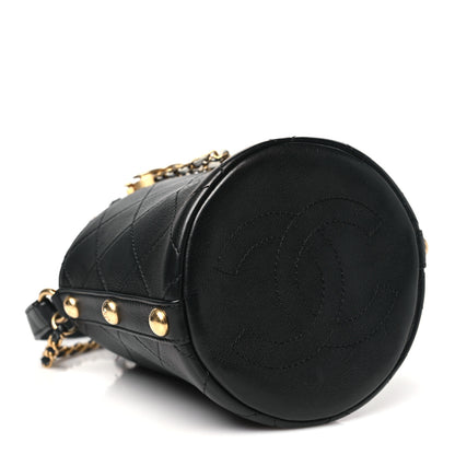 Chanel Calfskin Tweed Small CC Chain Bucket Drawstring Bag Black Multicolor 4 of 10
