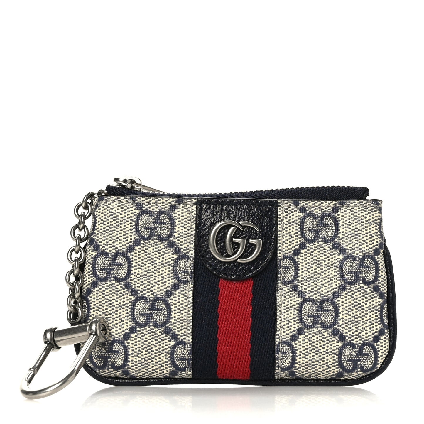 GG Supreme Monogram Web Ophidia Key Case Beige Blue