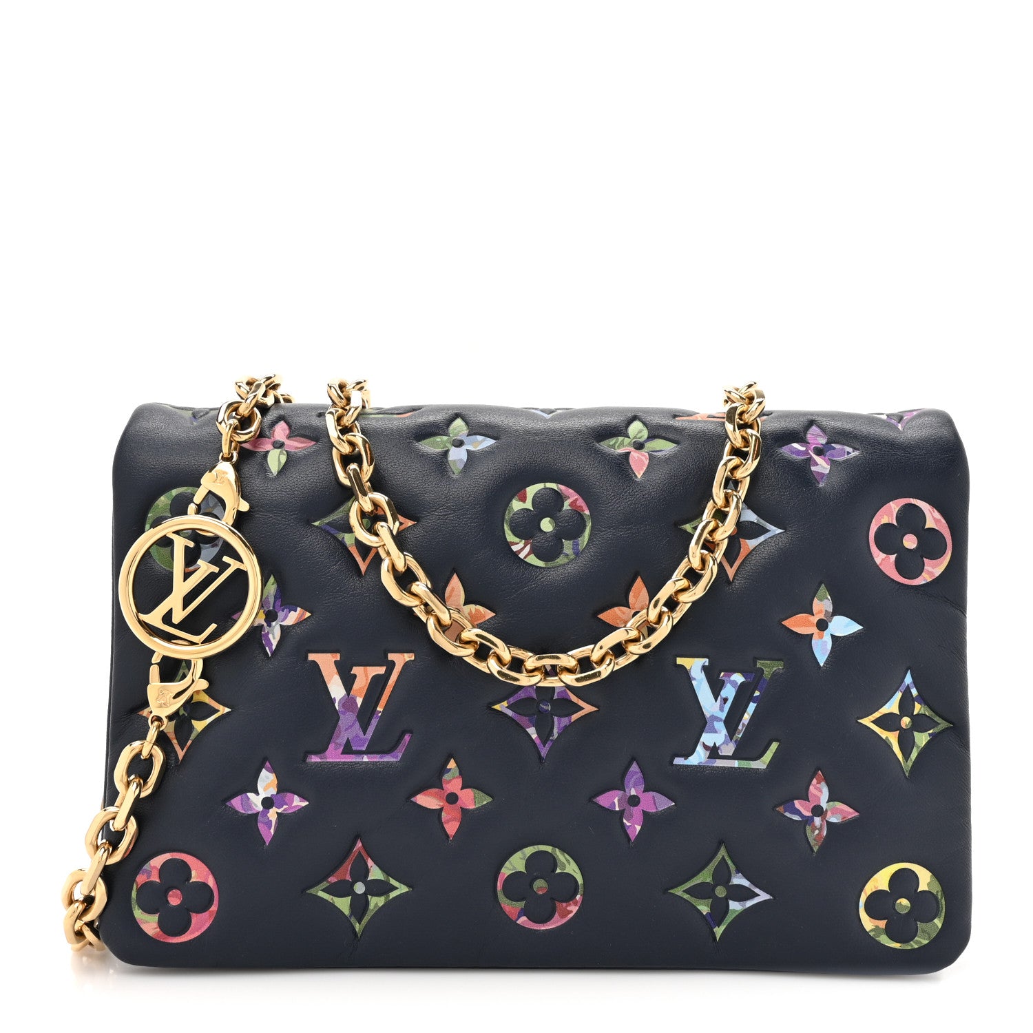 Louis Vuitton Lambskin Embossed Monogram LV Garden Pochette Coussin Navy 1 of 11