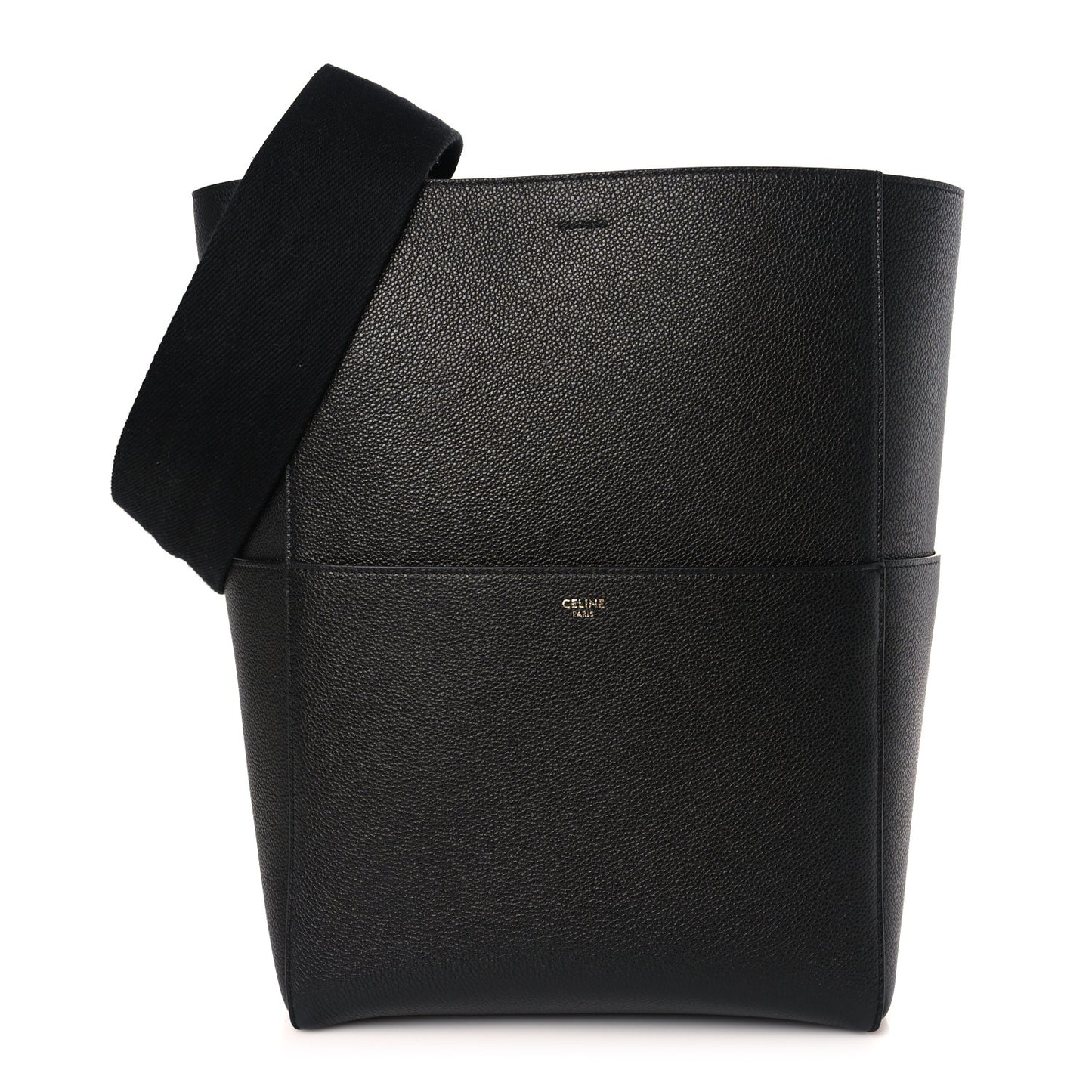Soft Grained Calfskin Sangle Bucket Bag Black