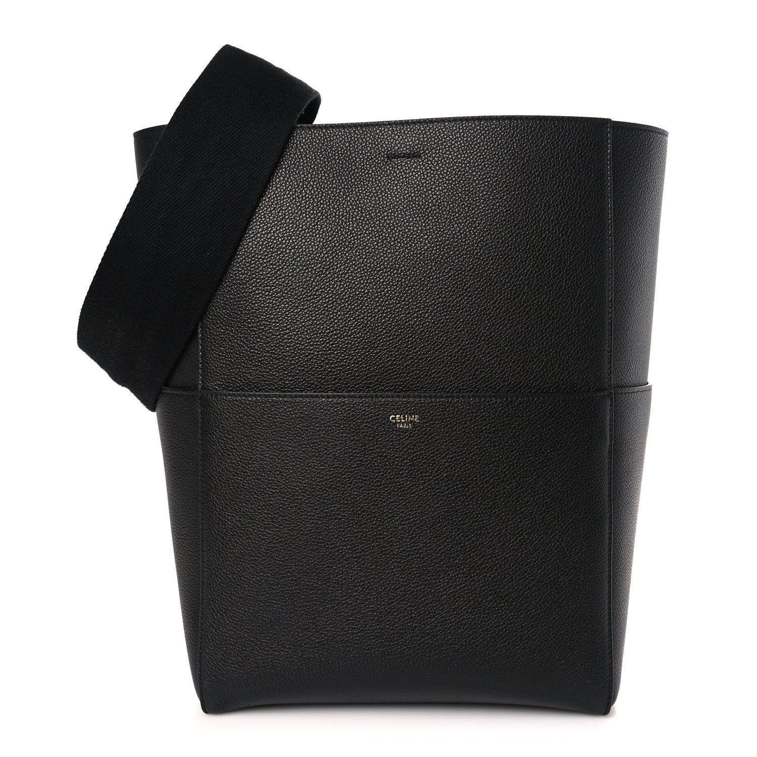 Celine Soft Grained Calfskin Sangle Bucket Bag Black 1 of 8