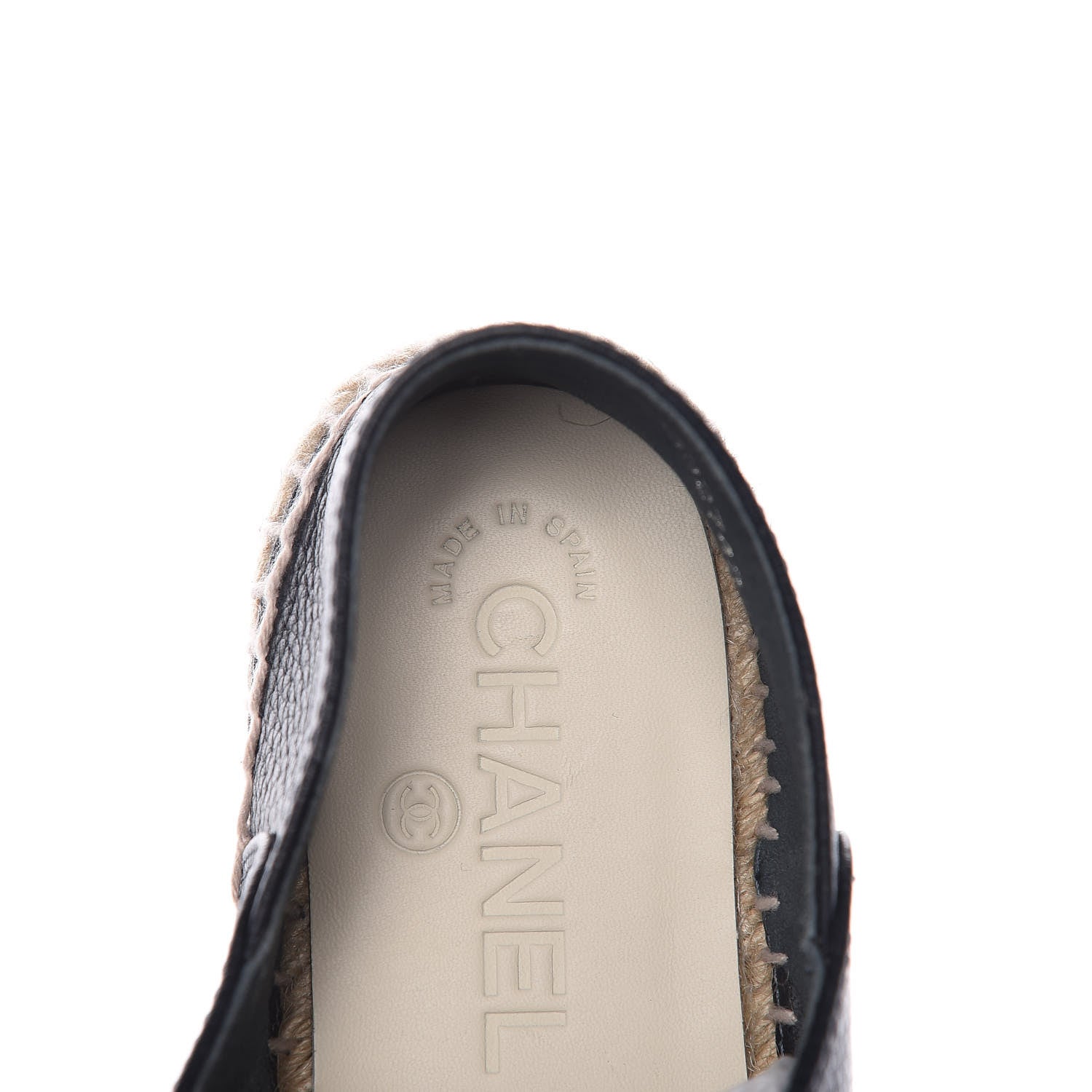 Chanel Grained Calfskin CC Espadrilles 37 Navy Black 6 of 10