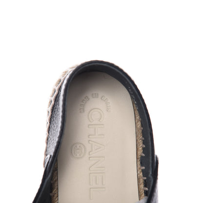 Chanel Grained Calfskin CC Espadrilles 37 Navy Black 6 of 10
