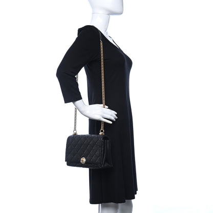 Chanel Calfskin Quilted Accordion Pearl CC Small Flap Bag Black 2 of 6