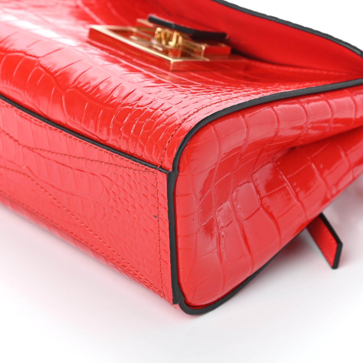 Givenchy Calfskin Crocodile Embossed Mini Mystic Shoulder Bag Red 8 of 8