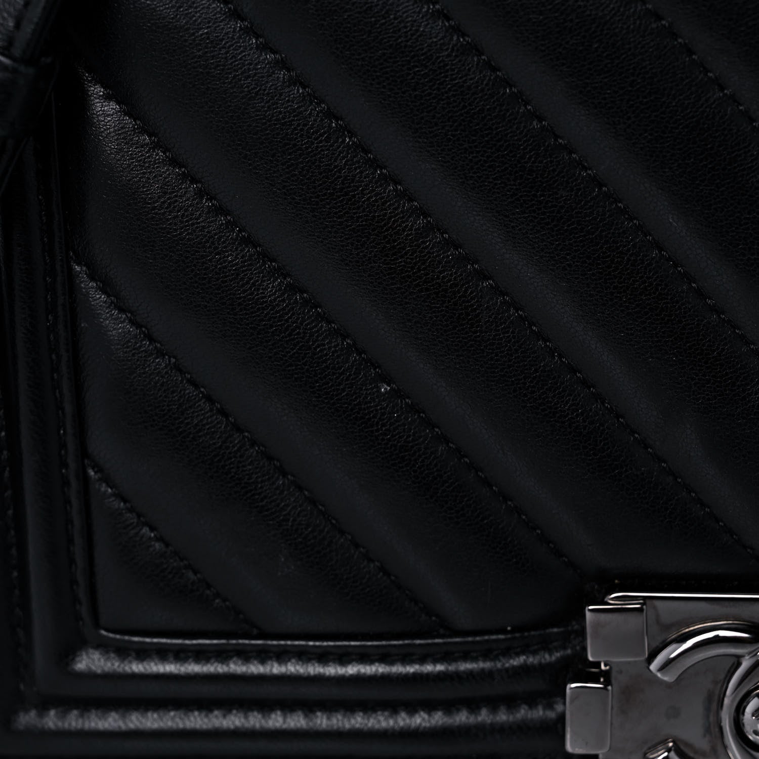 Chanel Calfskin Chevron Quilted Medium Boy Flap Black 16 of 17