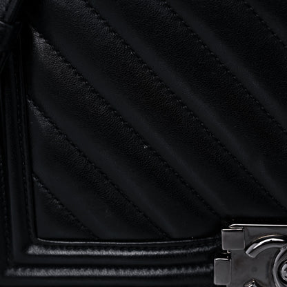Chanel Calfskin Chevron Quilted Medium Boy Flap Black 16 of 17