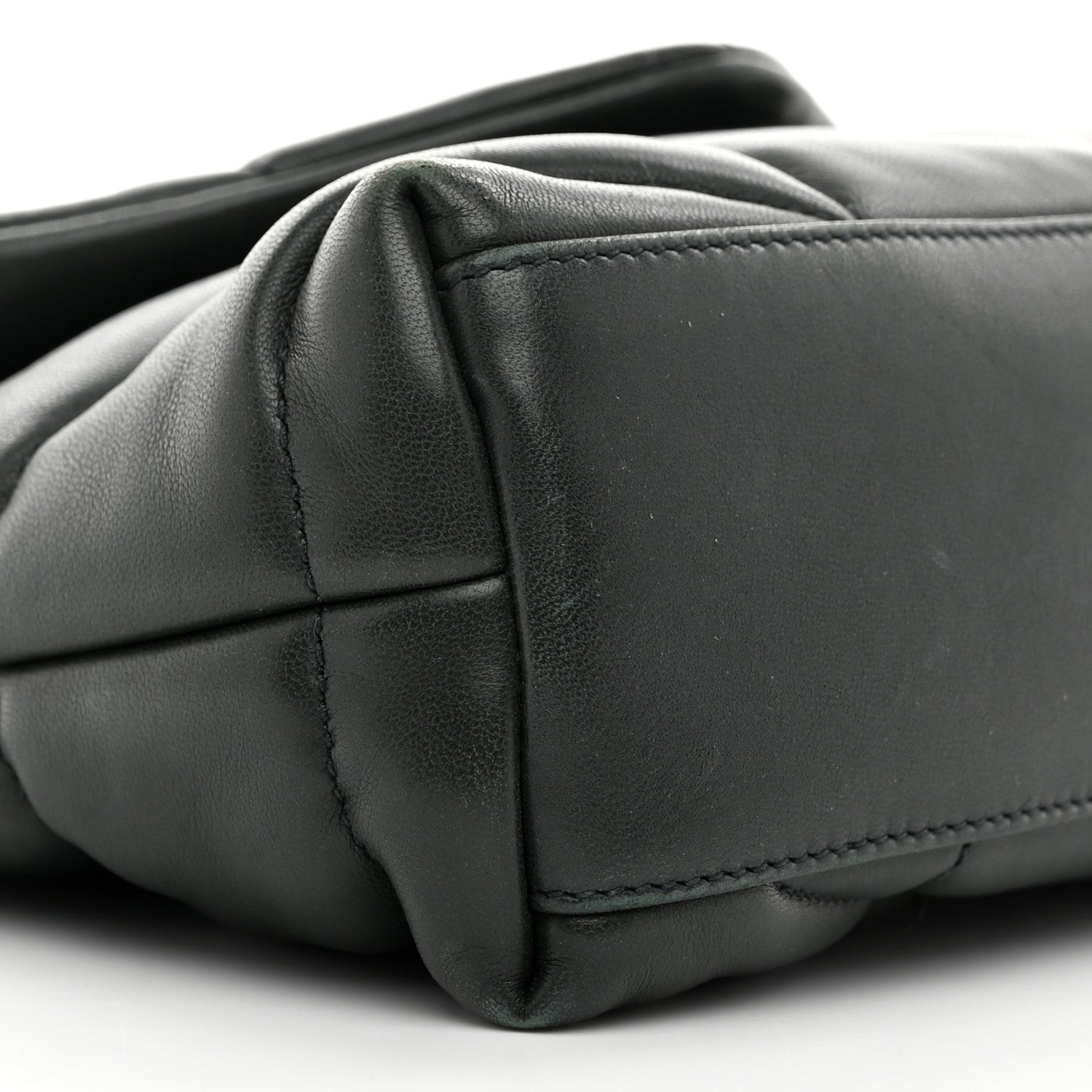 Saint Laurent Lambskin Quilted Toy Loulou Puffer Monogram Chain Satchel Vert Fonce 10 of 11