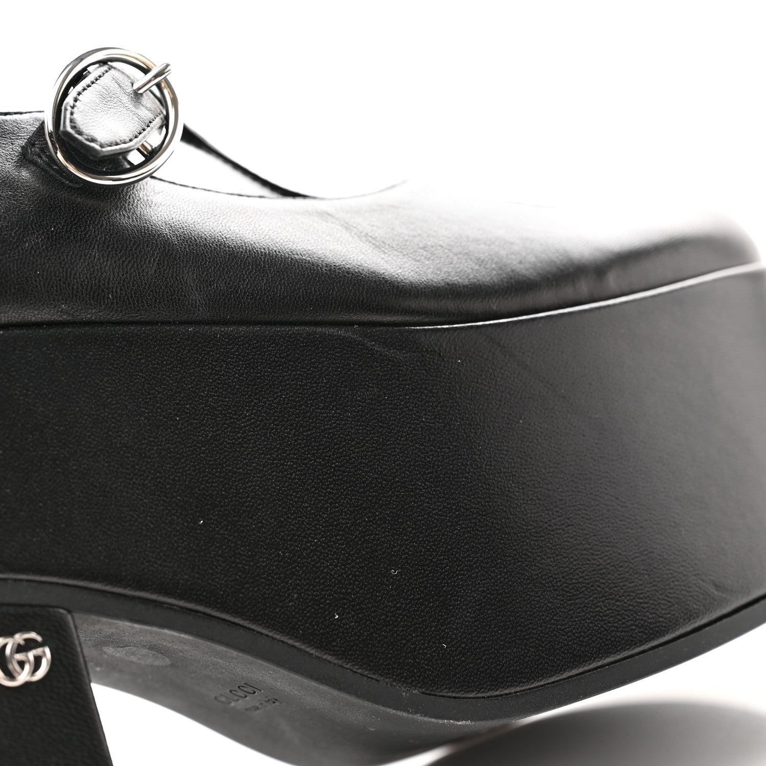 Gucci Nappa Cut Out Mary Jane Platform Loafers 37.5 Black 11 of 11