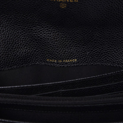 Chanel Caviar Quilted Large Gusset Flap Wallet Black 7 of 9