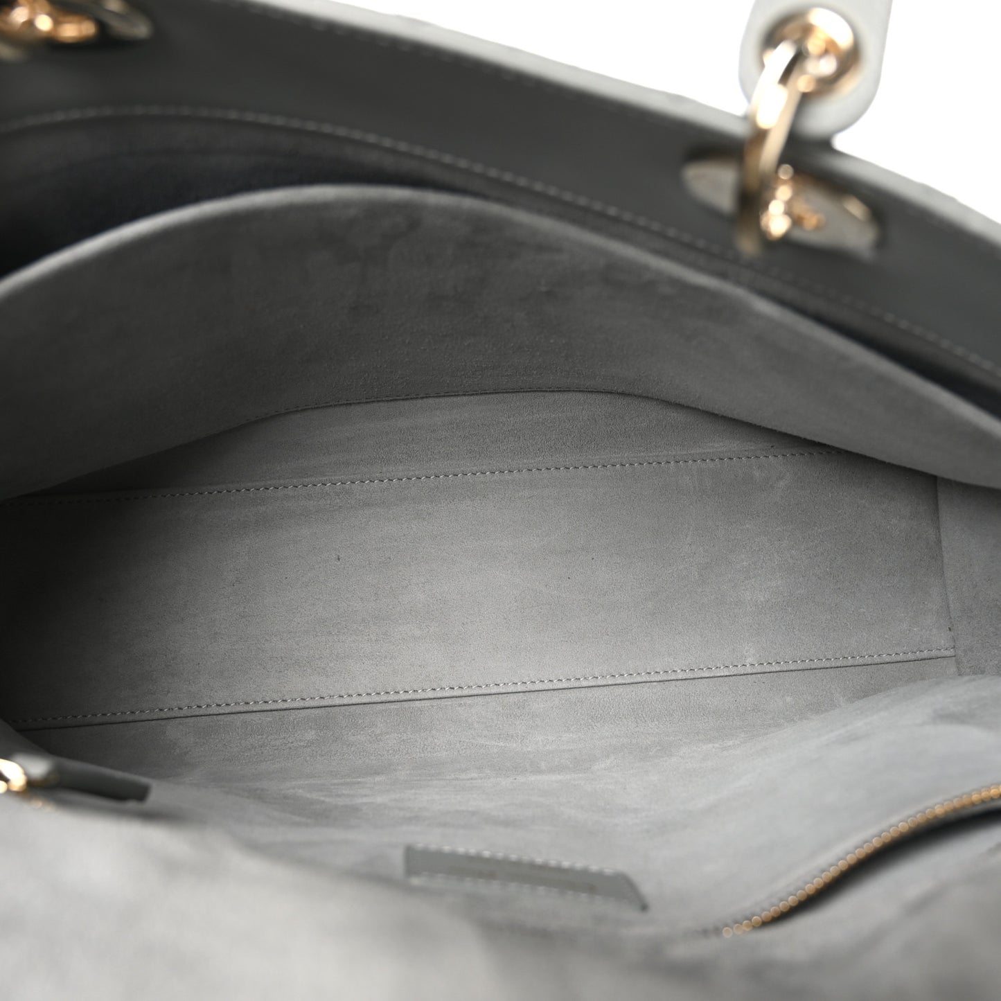 Lambskin Cannage Large Lady Dior Stone Grey