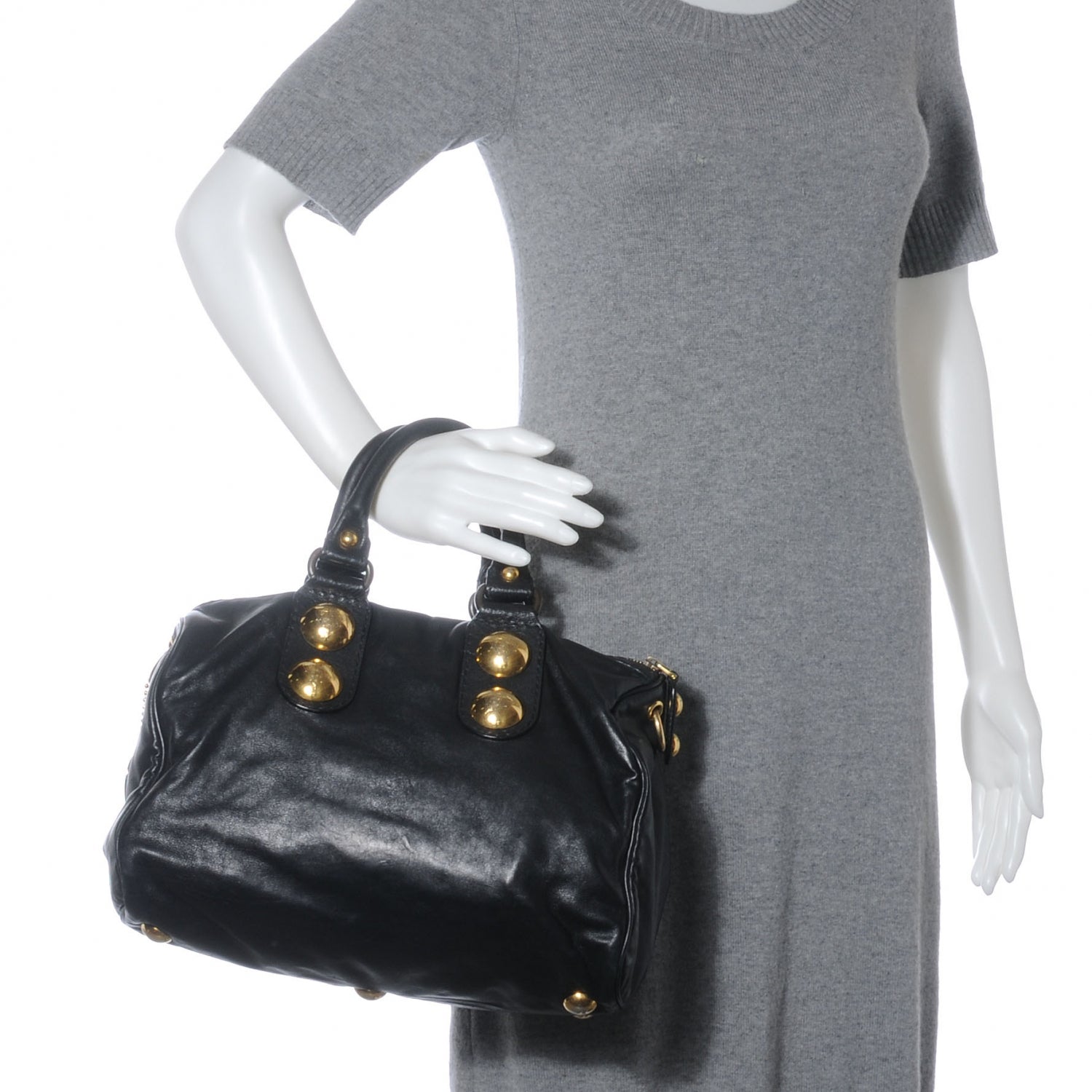 Gucci Leather Babouska Medium Boston Black 2 of 8