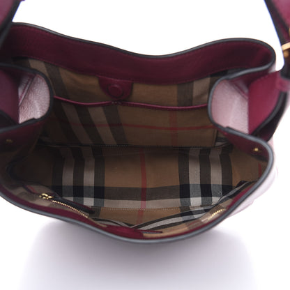 Burberry Soft Grain Calfskin Bi-Color Small Elmstone Hobo Dark Plum Dusty Pink 5 of 13